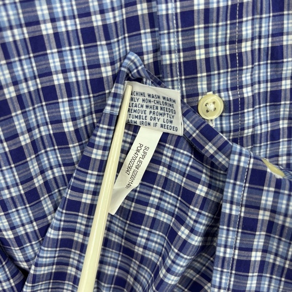 Ralph Lauren Blue White Plaid Long Sleeve Button Up Shirt Men’s 5XB Preppy - Picture 7 of 11